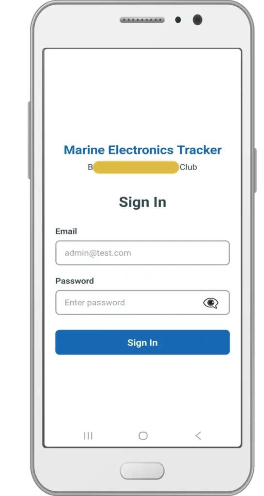 Sign In screen for Marine Electronics Tracker app